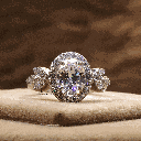 Oval And Round Cut Diamond Halo With Accent Style Engagement Ring For Women