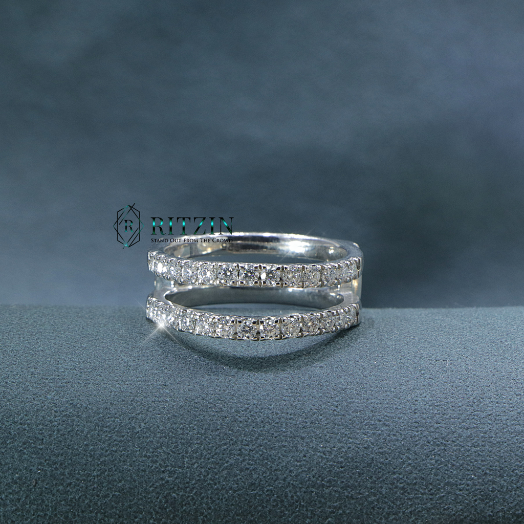 Round Cut Diamond Half Eternity Wedding Band For Women