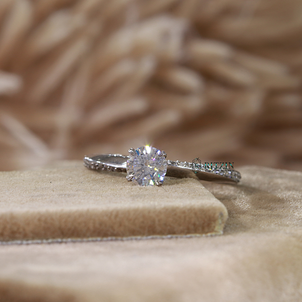 6 MM Round Cut Diamond Unique Style Prong Set Engagement Ring For Women