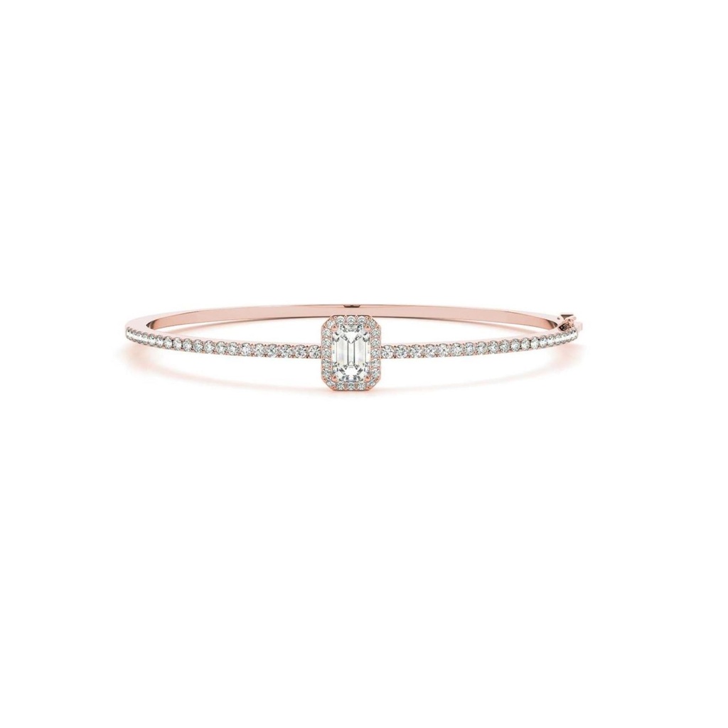 Emerald Cut Diamond Dallas Traditional Bangle Bracelet For Women