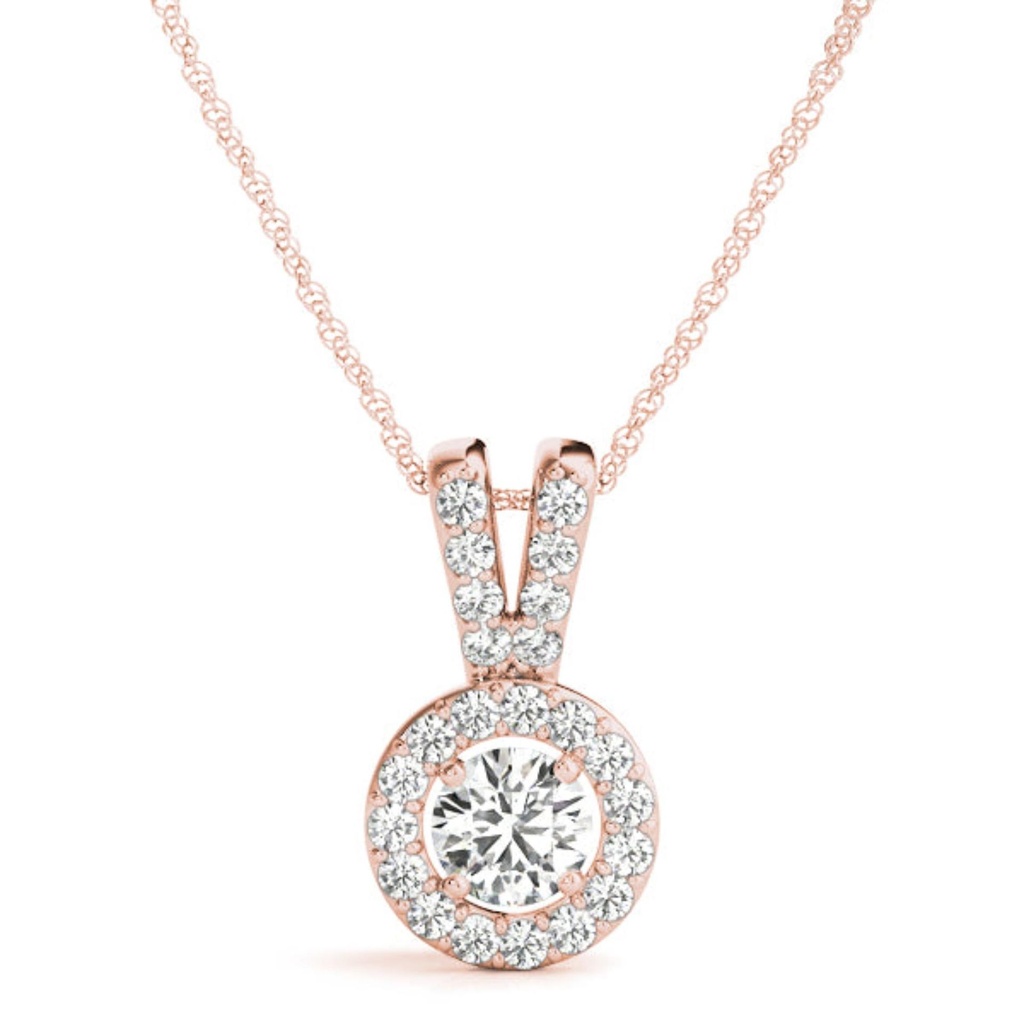 5.00MM Round Cut Diamond Sienna Halo Pendant For Women