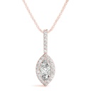 8.00x4.00MM Marquise Cut Diamond Tulip Halo Style Charm Pendant For Women