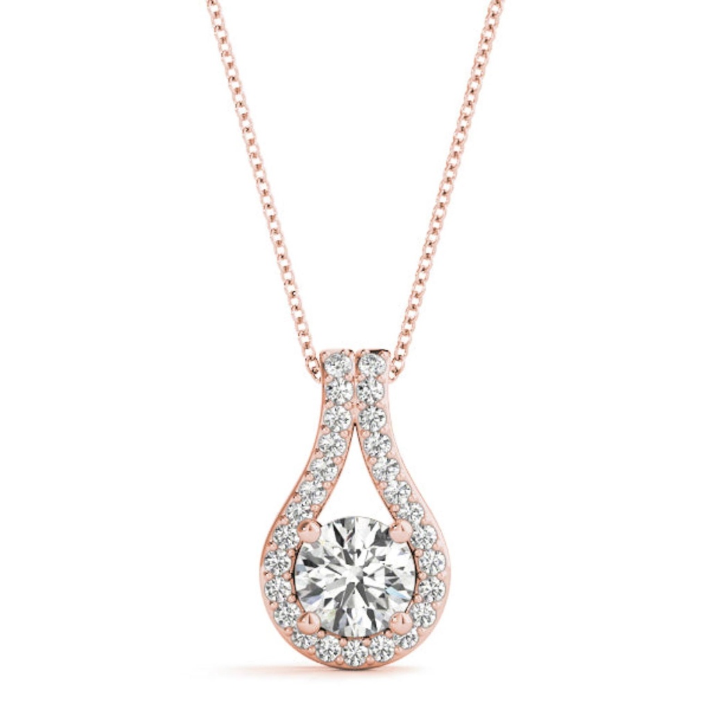 6.00MM Round Cut Diamond Zinnia Tear-shaped  Halo Pendant For Women Excellent Style