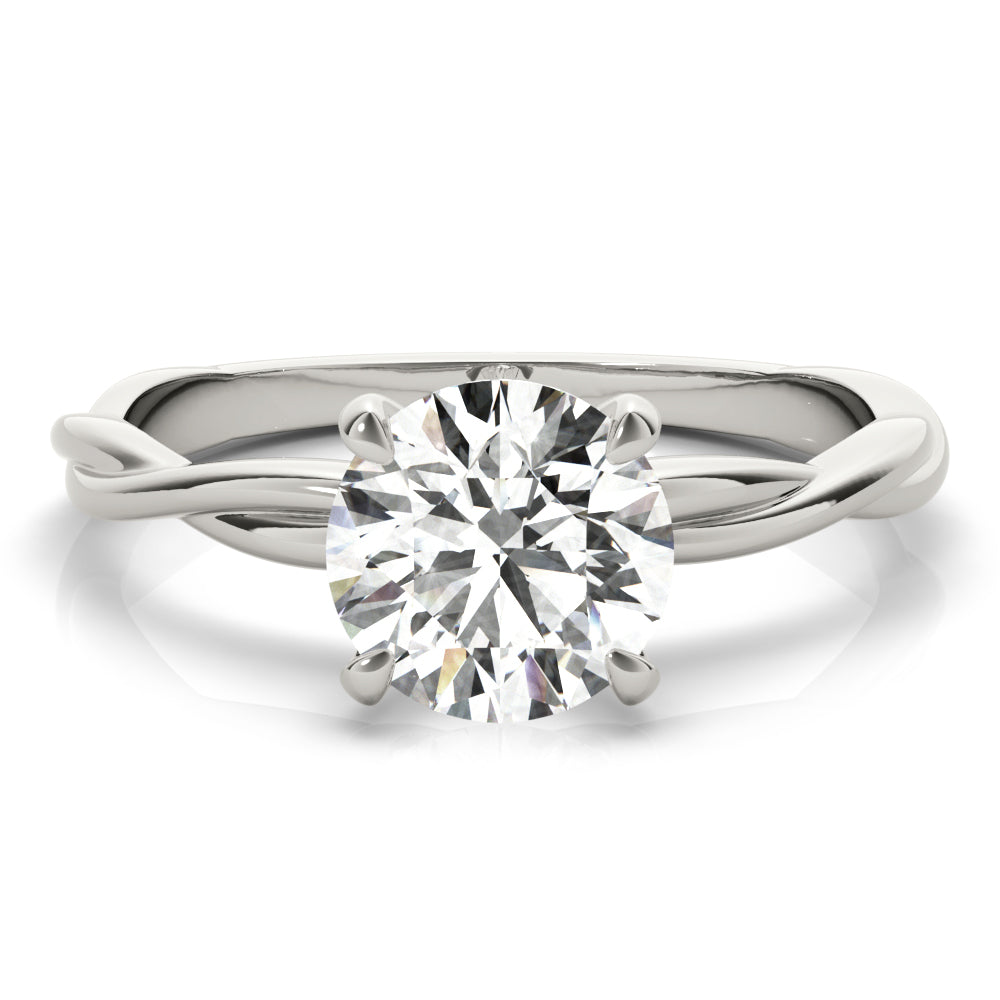 Round Cut Diamond Twisted Solitaire Style Engagement Ring For Women