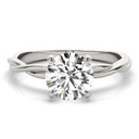 Round Cut Diamond Twisted Solitaire Style Engagement Ring For Women
