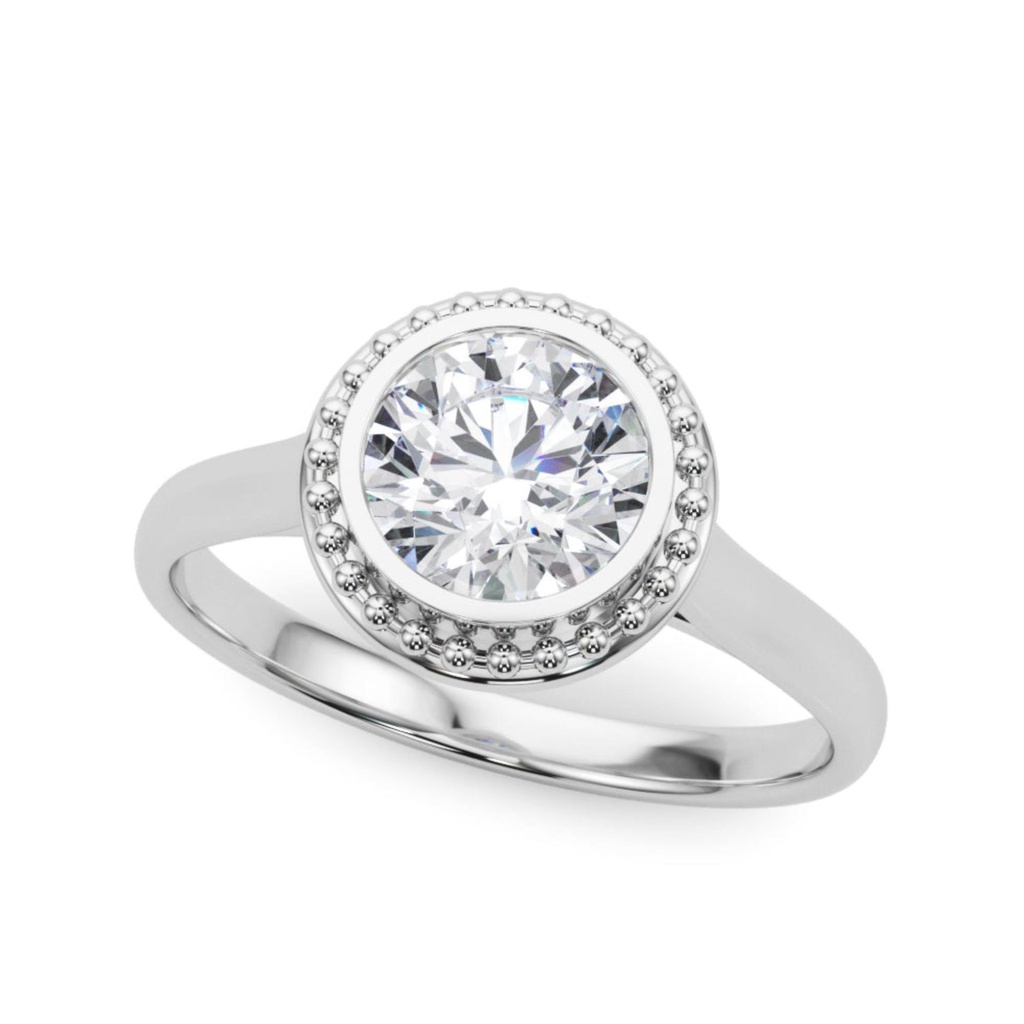Round Cut Diamond Gardenia Bezel Set Engagement Ring For Women