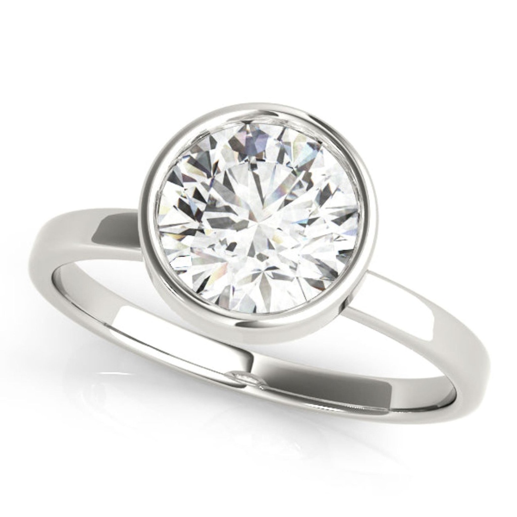 Round Cut Diamond Freesia Bezel Set Solitaire Style Engagement Ring For Women