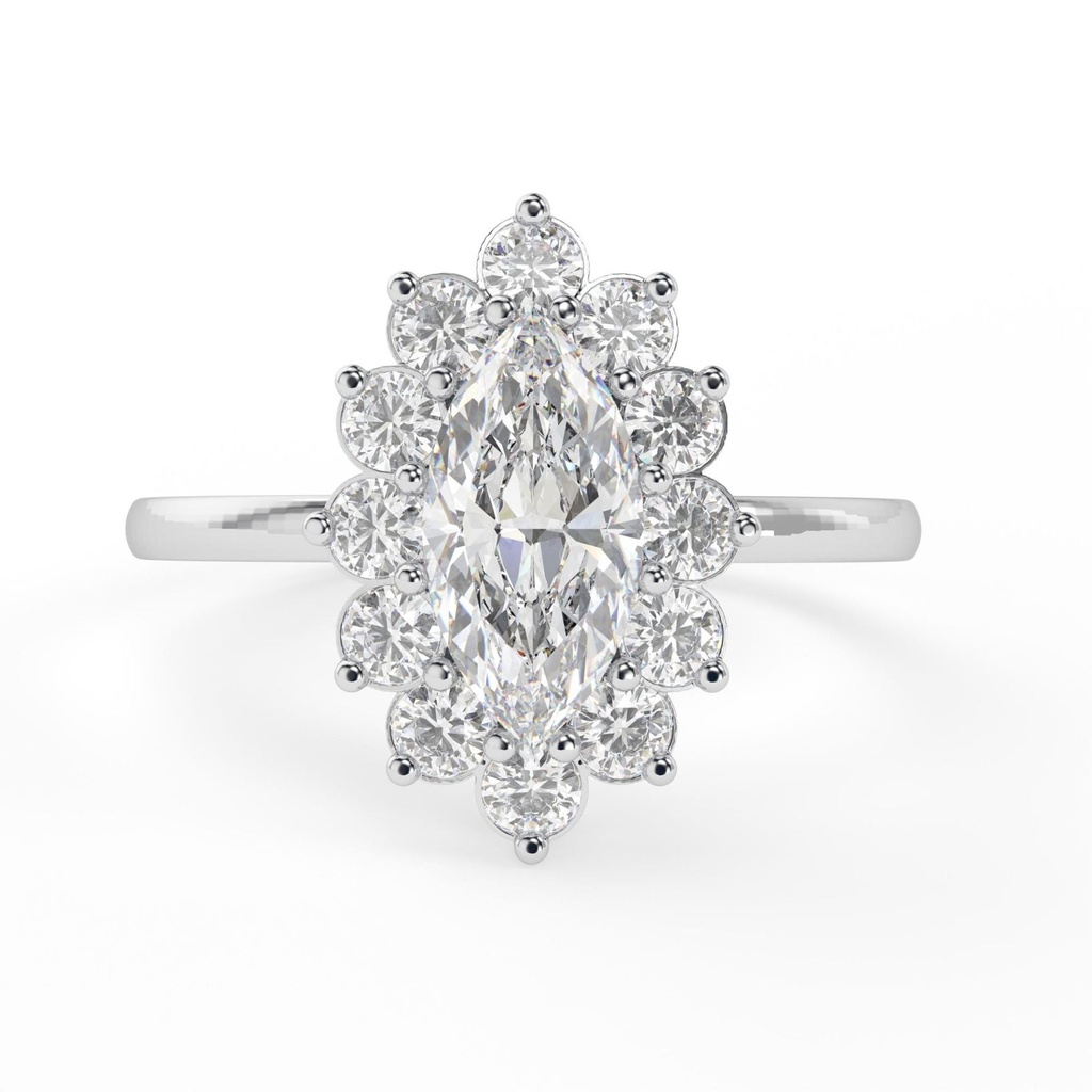 1.50CT Bridal Ring Marquise Halo style 14K White Gold Lab Grown Diamond Engagement Ring - Yali model