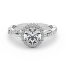 Round Cut Diamond Halo With Twisted Style Engagement Ring For Women/Her