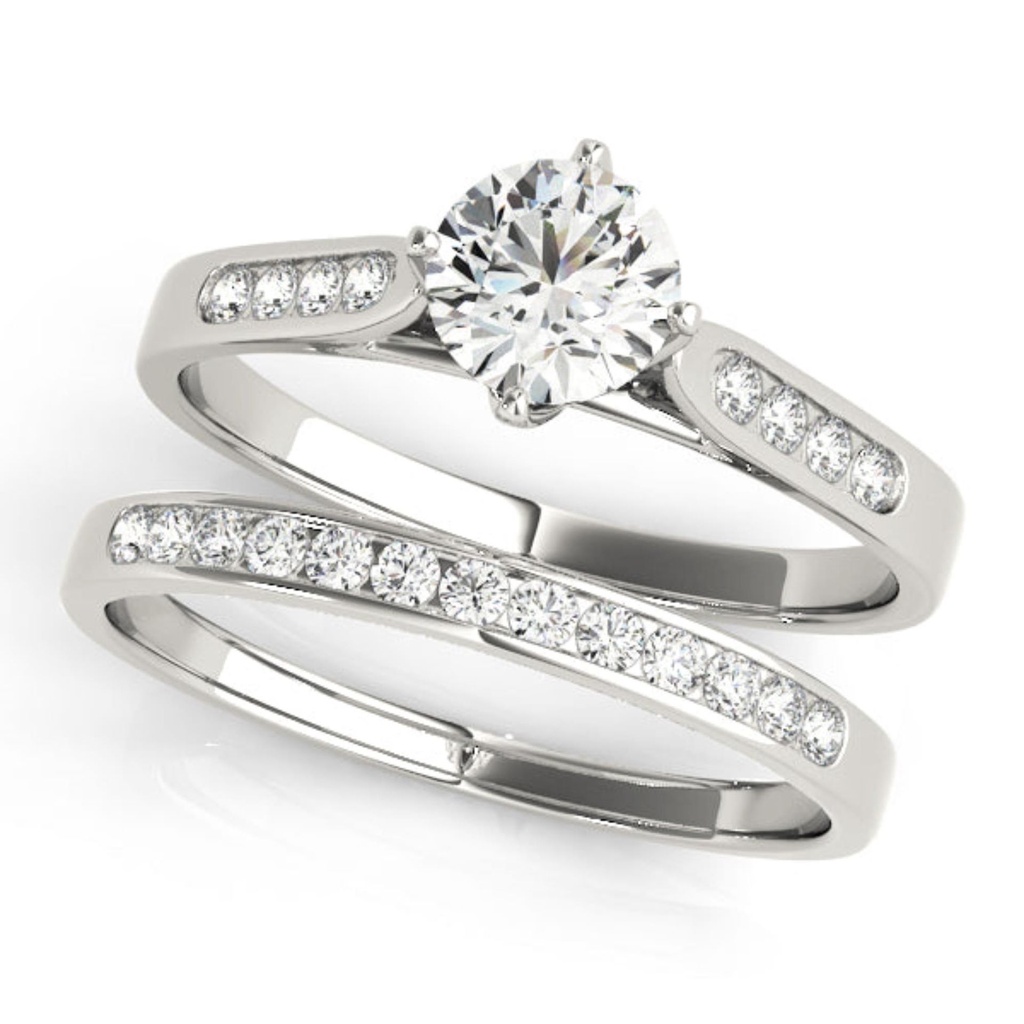 Round Cut Diamond Solitaire With Accents Style Bridal Set Wedding Ring for Her/Women