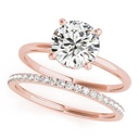 Round Cut Diamond Hidden Halo With Solitaire Accents Bridal Set Wedding Ring for Women/Her