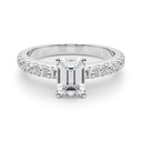 Emerald Cut Diamond Solitaire With Accents Engagement Ring for Her/Women