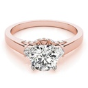 Round Cut Diamond Three Stone Style With Hidden Halo Engagement Ring for Her/Women