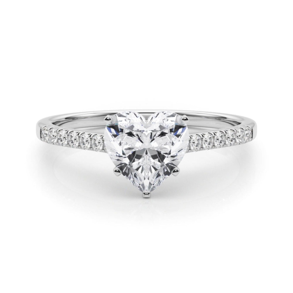 Heart Cut Diamond Solitaire With Accents Engagement  Ring For Women