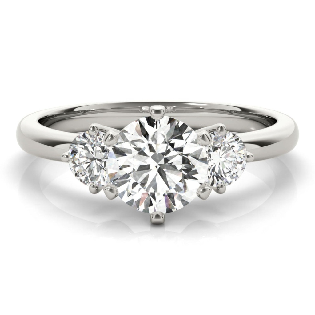 Round Cut Diamond Three Stone Style Engagement Ring for Her/Women
