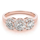 Round Cut Dimaond Three Stone With Halo Style Engagement Ring for Her/Women