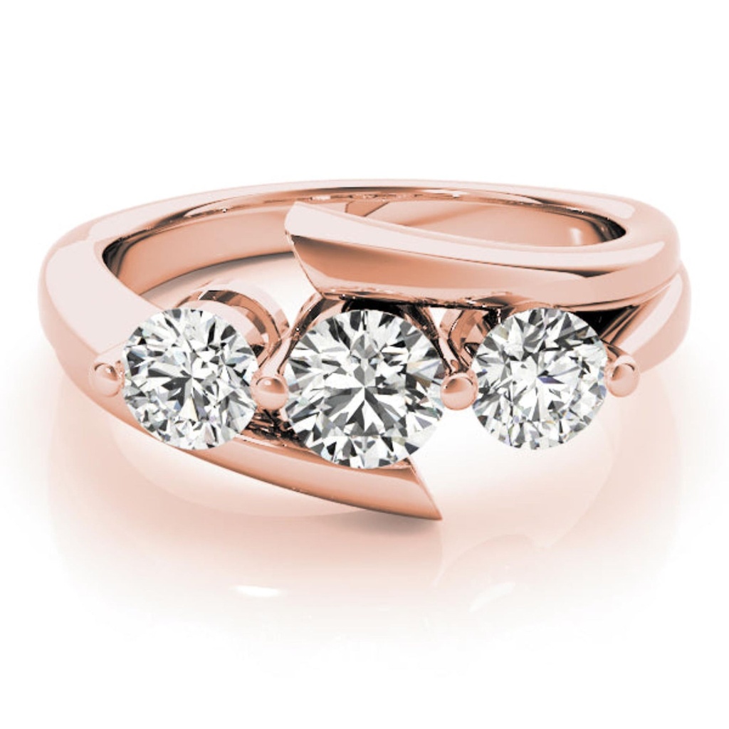 Round Cut Diamond Three Stone Style Engagement Ring for Her/Women