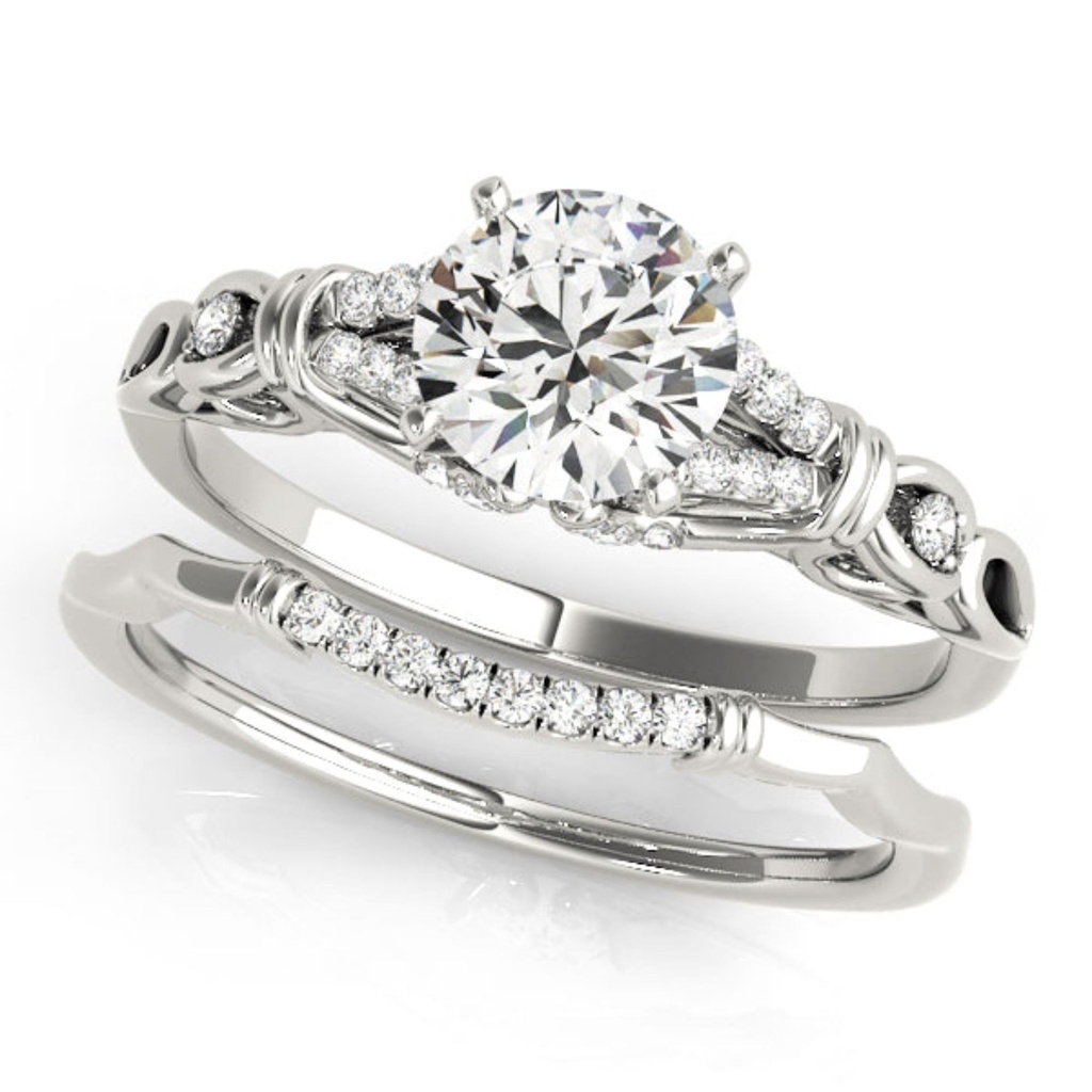 Round Cut Diamond Unique Style Bridal Set Wedding Ring For Her/Women