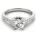 Round Cut Diamond Solitaire Accents With Hidden Halo Engagement Ring for Her/Women