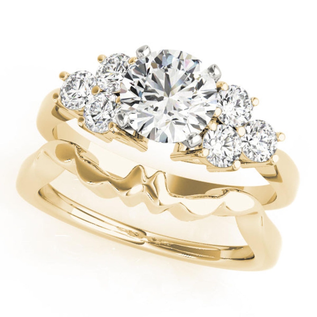 Round Cut Diamond Seven Stone Style Bridal Set Wedding Ring for Her/Women