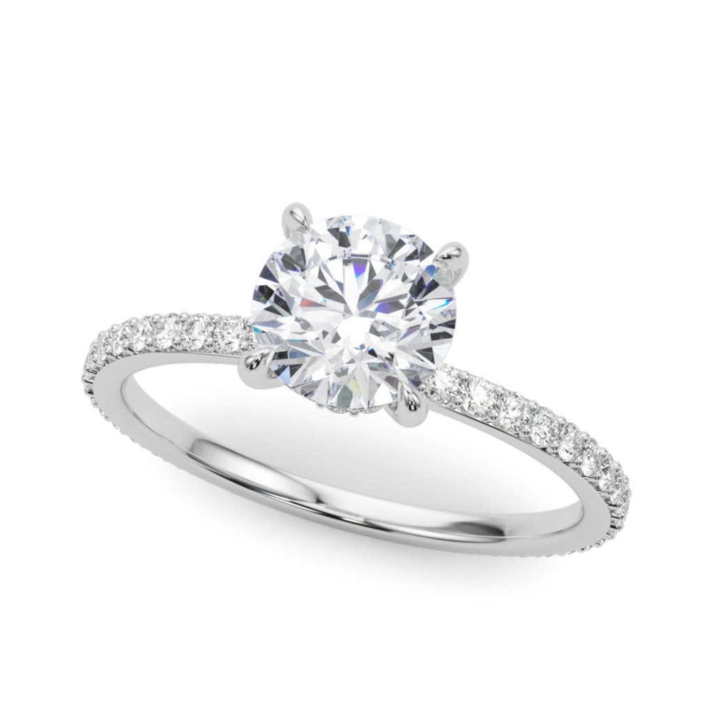 Round Cut Diamond Solitaire With Hidden Halo Style Engagement Ring for Her/Women