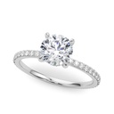 Round Cut Diamond Solitaire With Hidden Halo Style Engagement Ring for Her/Women