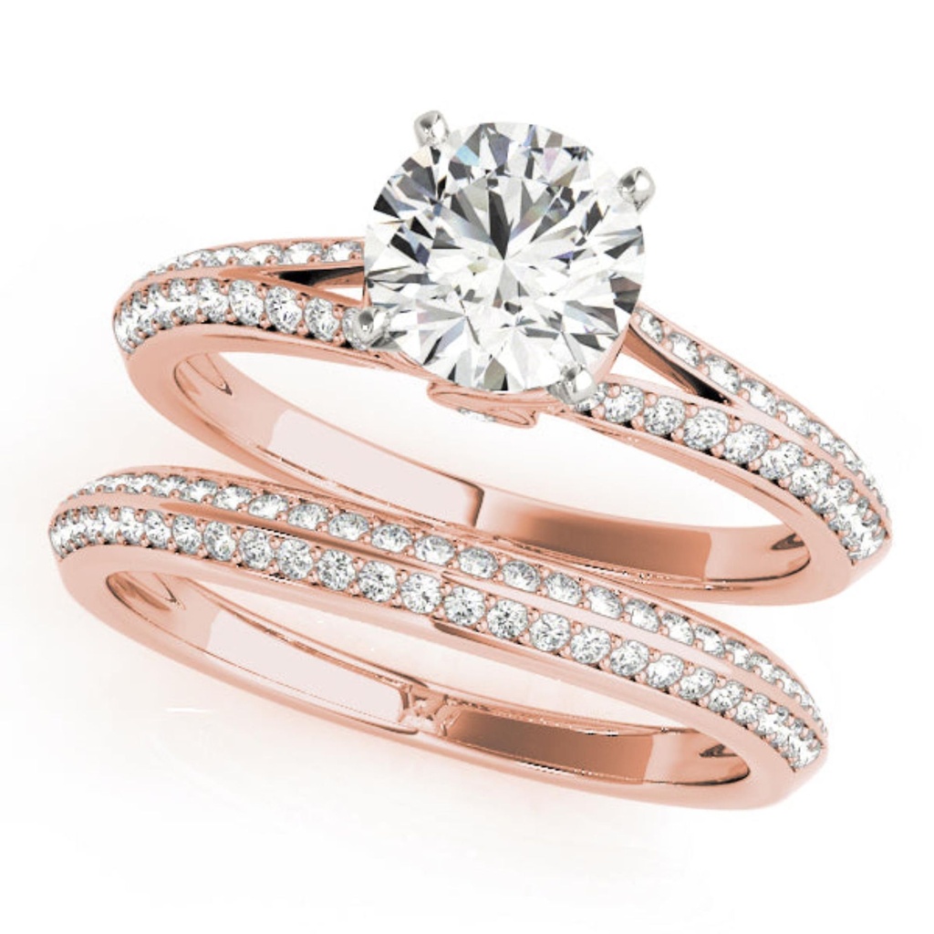 Round Cut Diamond Split Shank Style With Bridal Set Wedding Ring for Her/Women Heavy Design Engagement Ring