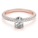 Oval Cut Diamond Three Row Solitaire With Accents Engagement Ring For Women