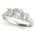 Round Cut Diamond Three Stone With Solitaire Accents Engagement Ring for Her/Women