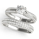 Round Cut Diamond Solitaire With Accents Bridal Set Wedding Ring For Her/Women