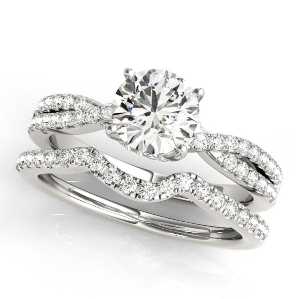 Round Cut Diamond Twisted Style  Bridal Set Wedding Ring for Her/Women