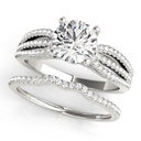 Round Cut Diamond Three Row Heavy Ring Bridal Set Ring for Her/Women