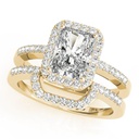 Radiant Cut Diamond Halo With Accents Bridal Set Wedding Ring for Her/Women/Heavy design Ring
