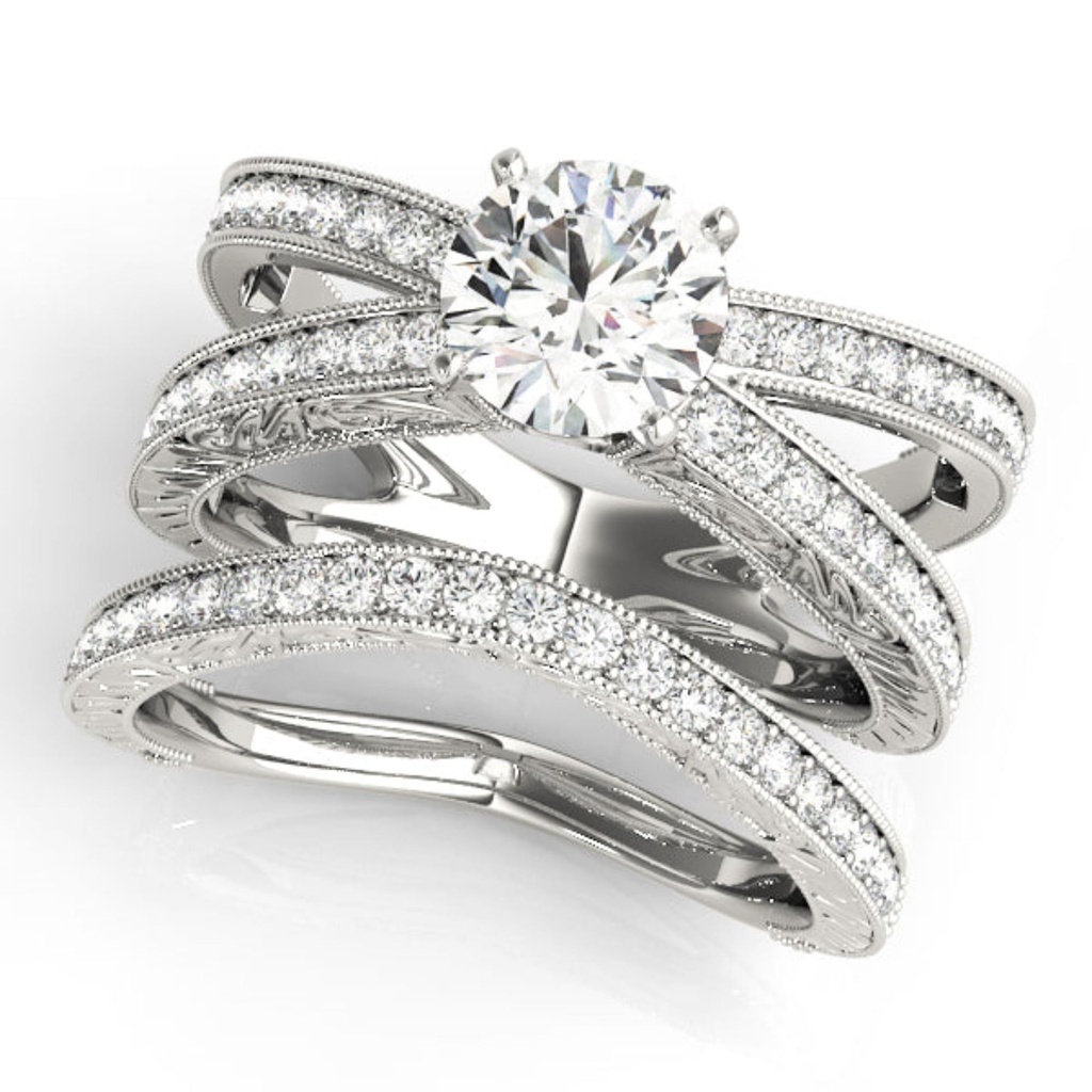 Round Cut Diamond Split Shank Style Bridal Set Wedding Ring for Her/Women/Excellent Style Ring