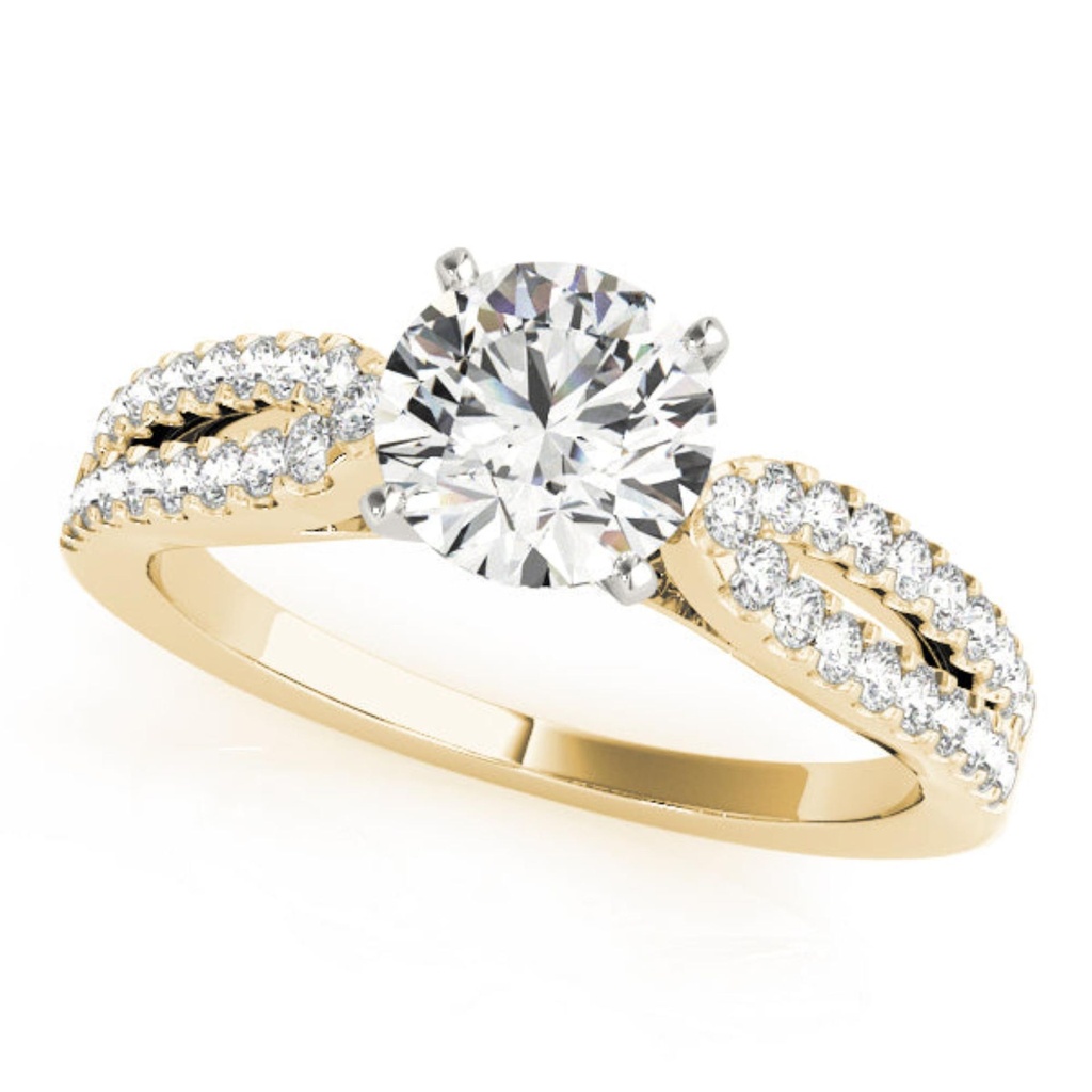 Round Cut Diamond Split Shank Style Engagement Ring For Women