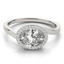 Oval Cut Diamond East West Halo Style Engagement Ring for Her/Women