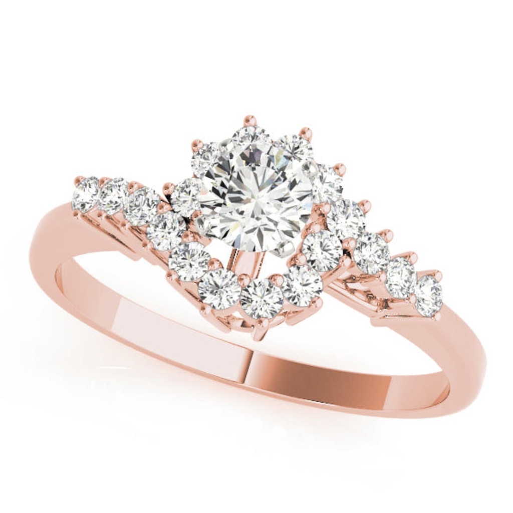 Round Cut Diamond Twisted Style Engagement Ring for Her/Women