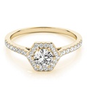 Round Cut Diamond Hexagon Shape Halo With Accents Engagement Ring for Her/Women