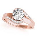 Round Cut Diamond Twisted With Bypass Style Engagement Ring for Her/Women