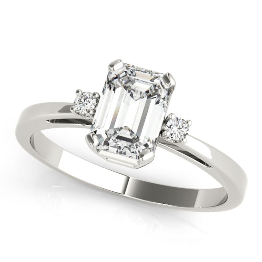 Emerald Cut Diamond Three Stone Style Engagement Ring for Her/Women