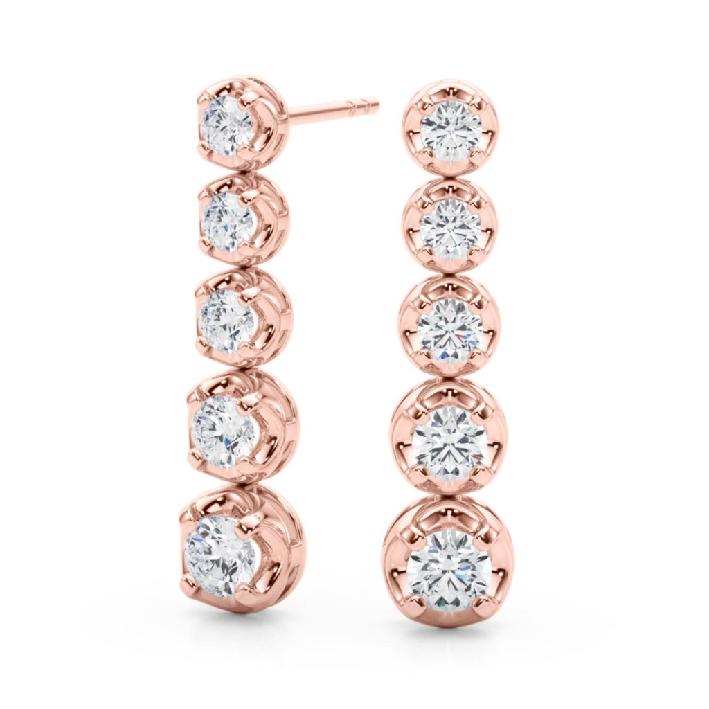 Round Cut Diamond Butterfly/Push Back Closure Drop Dangle Earring For Women