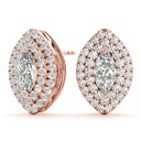 Marquise And Round Cut Diamond Double Halo Stud Earring For Women
