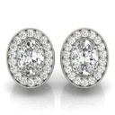Oval And Round Cut Diamond Halo Style Stud Earring For Women