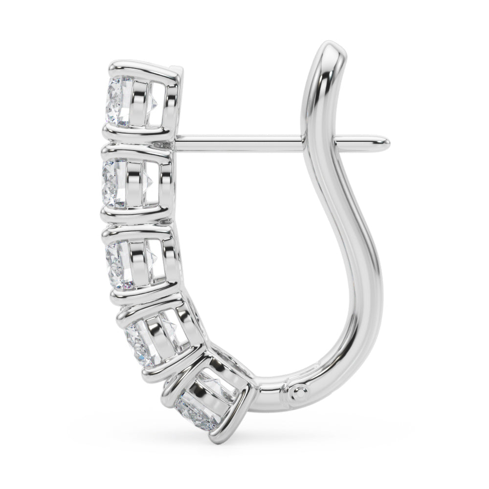 Round Cut Diamond With Latch Back Closure Huggie Earring For Women