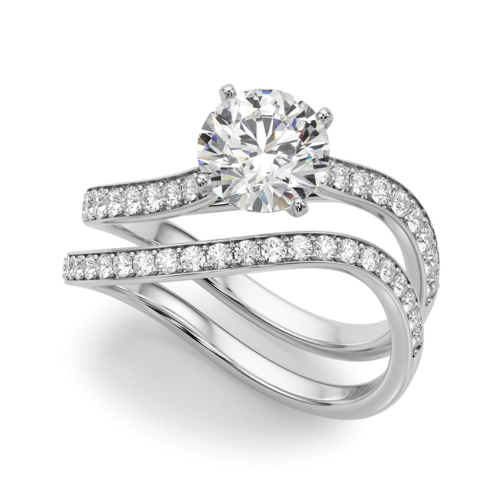 Round Cut Diamond Solitaire With Accent Bridal Set Engagement Ring For Women