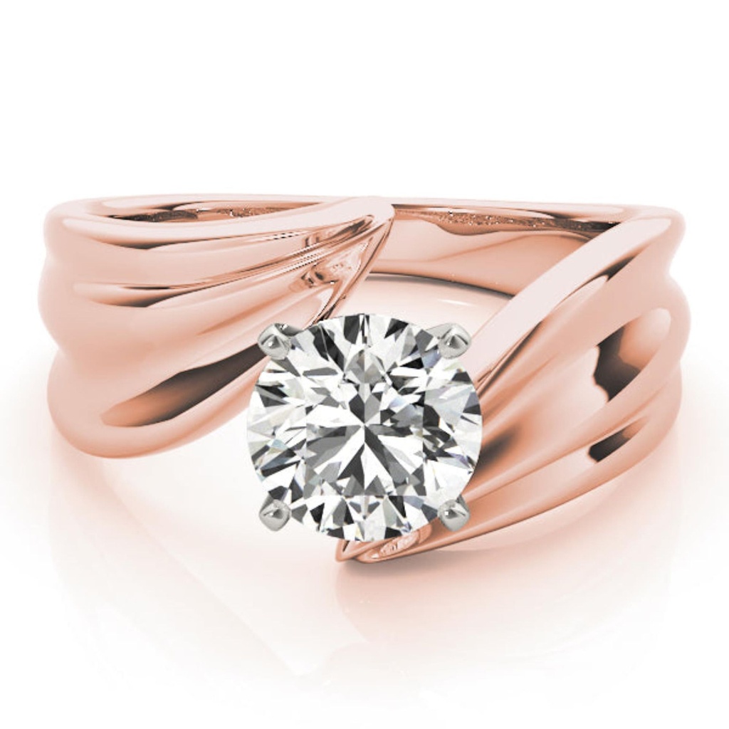 Round Cut Diamond ByPass Engagement Ring For Women
