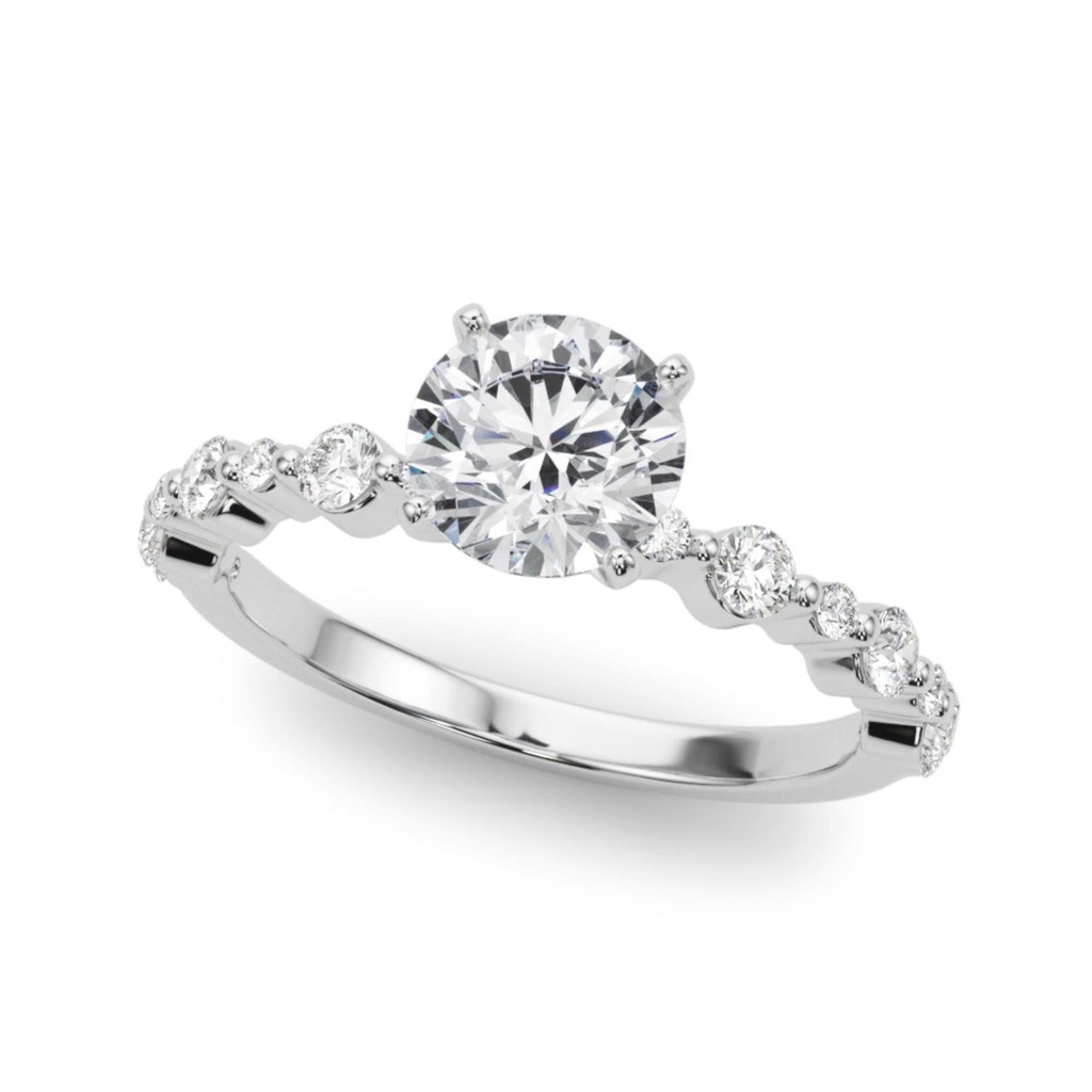 Round Cut Diamond Solitaire With Accent Engagement Ring For Women