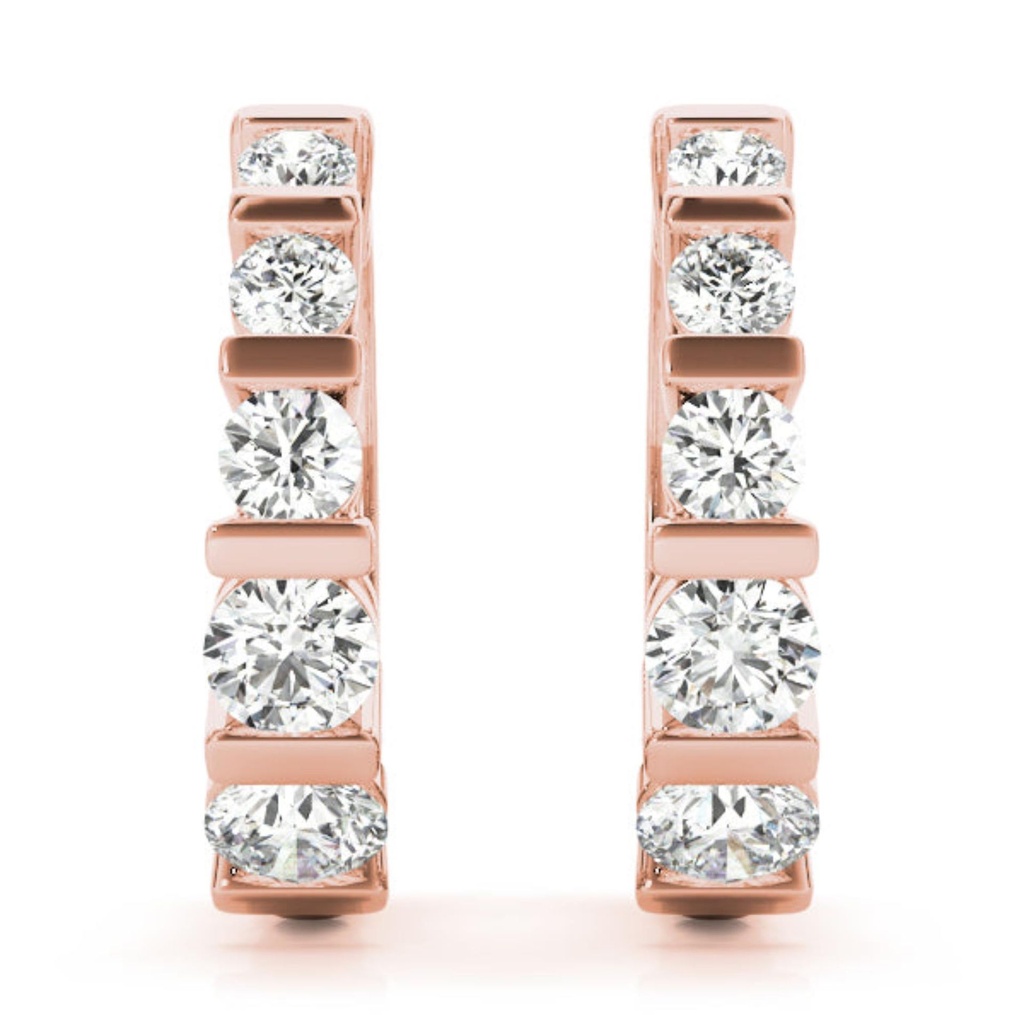Round Cut Diamond Bar Set Hoop Earring For Women