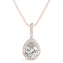 Pear And Round Cut Diamond Halo Pendant Necklace For Women