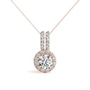 Round Cut Diamond Halo Style Pendant Necklace For Women